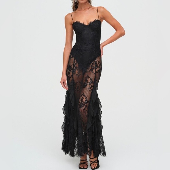 For Love & Lemons Shirley Lace Maxi Dress